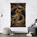 Tableau Chinois <br> Dragon Or 70x105cm Cadre traditonnel