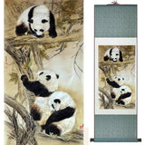 Tableau Chinois <br> Panda 100cmx30cm / Fond Vert
