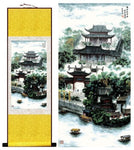 Tableau Chinois <br> Temple 100cmx30cm / Fond Jaune