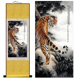 Tableau Chinois <br> Tigre 100cmx30cm / Fond Jaune